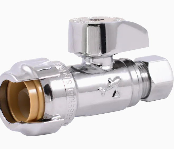 Brass 1/2-in Push-to-Connect x 3/8-in OD Compression Quarter Turn Straight Valve