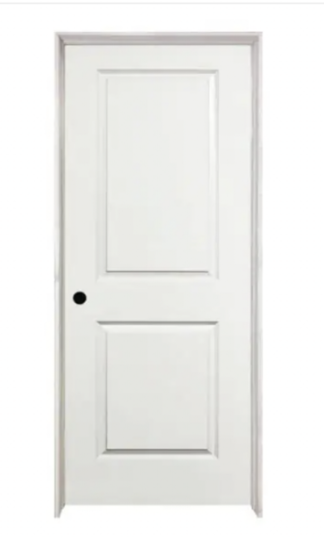 30 in. x 80 in. 2-Panel Square Top White Primed Classic Composite Smooth Hollow Core Single Prehung Interior Door - right hand