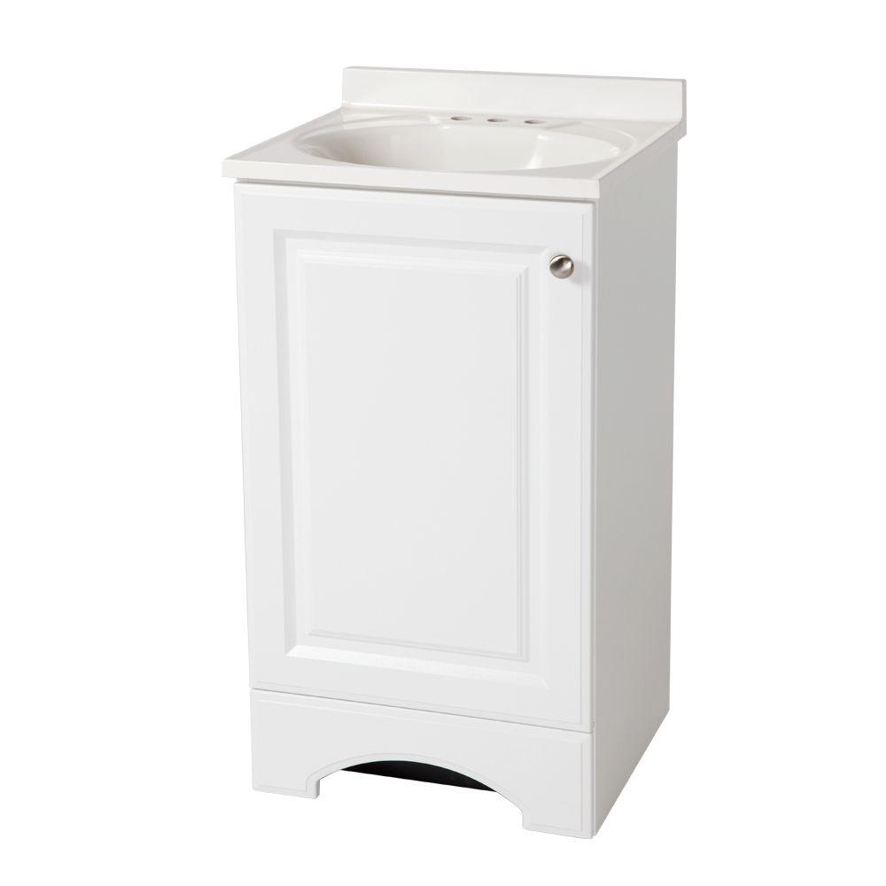 18-1/2 in. W Vanity in White with Cultured Marble Vanity Top in White - Denali Building Supply