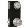 Load image into Gallery viewer, Satin Nickel Single Cylinder Deadbolt with Georgian Entry Door Knob Combo Pack
