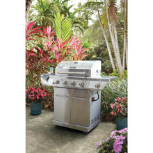 Load image into Gallery viewer, 4-Burner Propane Gas Grill in Stainless Steel with Side Burner and Stainless Steel Doors - Denali Building Supply
