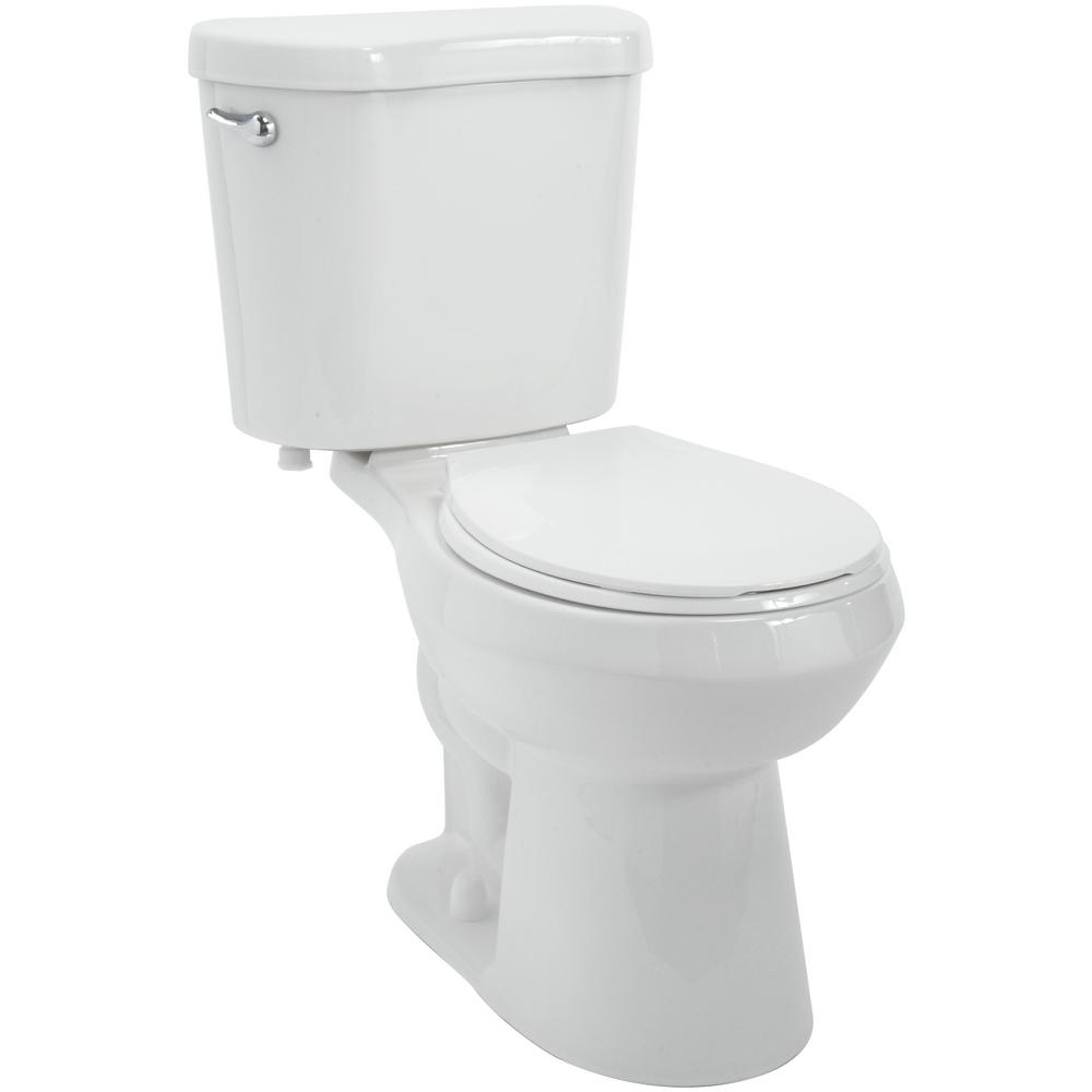 Glacier Bay 2-Piece 1.28 GPF High Efficiency Single Flush Round Toilet in White - Denali Building Supply