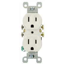 Load image into Gallery viewer, 15 Amp Residential Grade Grounding Duplex Outlet, White (10-Pack) - Denali Building Supply
